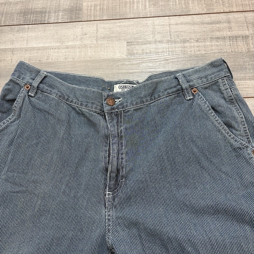 OshKosh B'gosh Vintage Hickory Striped Work Pants Railroad Women 12 Short Blue - Picture 5 of 16